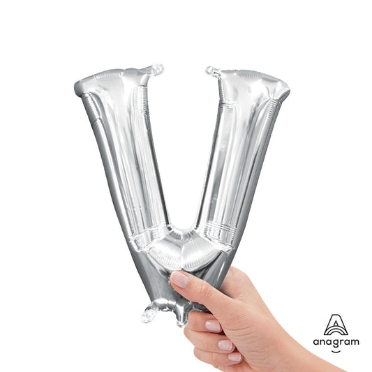16 inch LETTER V - ANAGRAM - SILVER (AIR-FILL ONLY) | USA Decoration®