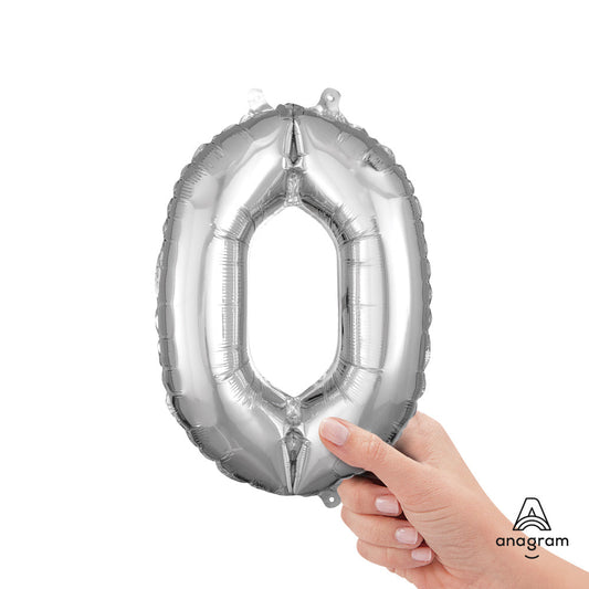 16 inch NUMBER 0 - ANAGRAM - SILVER (AIR-FILL ONLY) | USA Decoration®