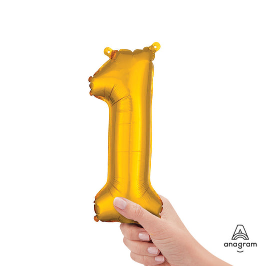 16 inch NUMBER 1 - ANAGRAM - GOLD (AIR-FILL ONLY) | USA Decoration®