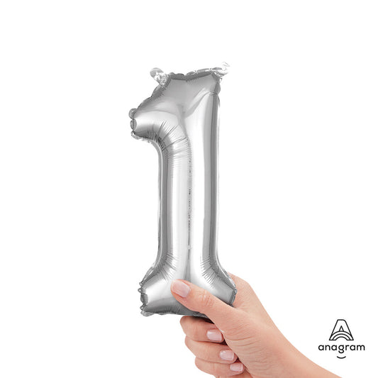 16 inch NUMBER 1 - ANAGRAM - SILVER (AIR-FILL ONLY) | USA Decoration®