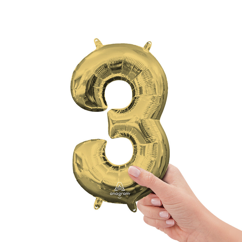 16 inch NUMBER 3 - ANAGRAM - WHITE GOLD (AIR-FILL ONLY) | USA Decoration®