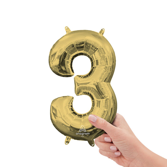 16 inch NUMBER 3 - ANAGRAM - WHITE GOLD (AIR-FILL ONLY) | USA Decoration®