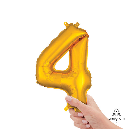 16 inch NUMBER 4 - ANAGRAM - GOLD (AIR-FILL ONLY) | USA Decoration®