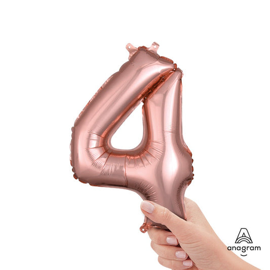 16 inch NUMBER 4 - ANAGRAM - ROSE GOLD (AIR-FILL ONLY) | USA Decoration®