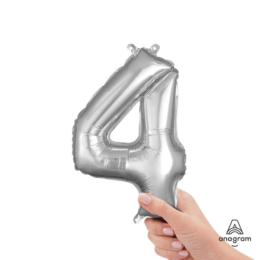 16 inch NUMBER 4 - ANAGRAM - SILVER (AIR-FILL ONLY) | USA Decoration®