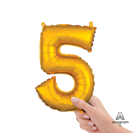 16 inch NUMBER 5 - ANAGRAM - GOLD (AIR-FILL ONLY) | USA Decoration®