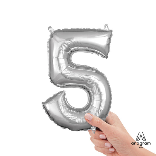 16 inch NUMBER 5 - ANAGRAM - SILVER (AIR-FILL ONLY) | USA Decoration®