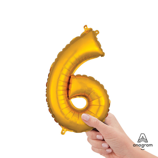 16 inch NUMBER 6 - ANAGRAM - GOLD (AIR-FILL ONLY) | USA Decoration®