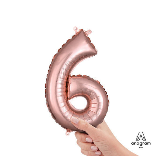 16 inch NUMBER 6 - ANAGRAM - ROSE GOLD (AIR-FILL ONLY) | USA Decoration®