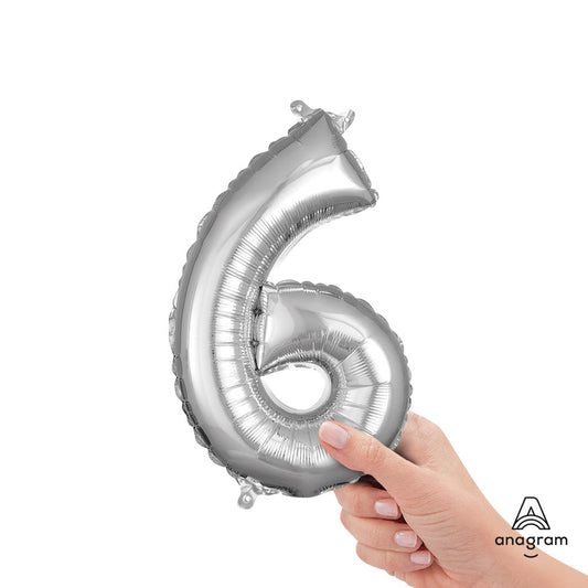 16 inch NUMBER 6 - ANAGRAM - SILVER (AIR-FILL ONLY) | USA Decoration®