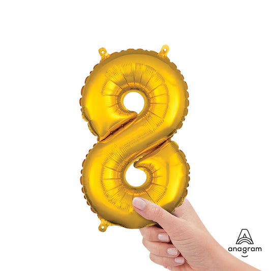 16 inch NUMBER 8 - ANAGRAM - GOLD (AIR-FILL ONLY) | USA Decoration®