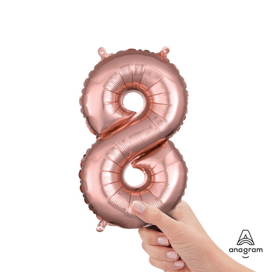 16 inch NUMBER 8 - ANAGRAM - ROSE GOLD (AIR-FILL ONLY) | USA Decoration®