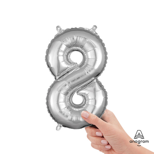 16 inch NUMBER 8 - ANAGRAM - SILVER (AIR-FILL ONLY) | USA Decoration®