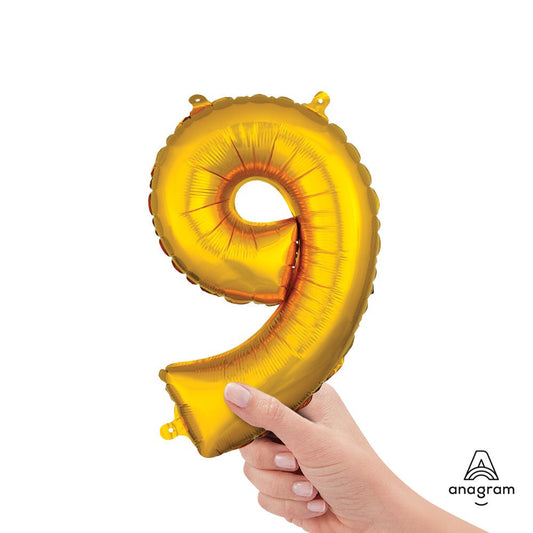 16 inch NUMBER 9 - ANAGRAM - GOLD (AIR-FILL ONLY) | USA Decoration®