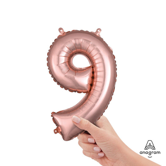 16 inch NUMBER 9 - ANAGRAM - ROSE GOLD (AIR-FILL ONLY) | USA Decoration®