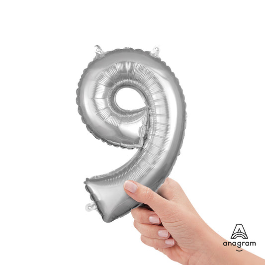 16 inch NUMBER 9 - ANAGRAM - SILVER (AIR-FILL ONLY) | USA Decoration®