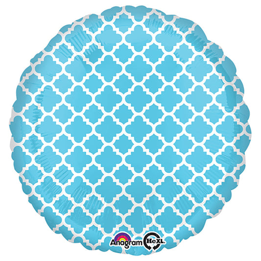 18 inch CIRCLE - QUATREFOIL BLUE AND WHITE | USA Decoration®