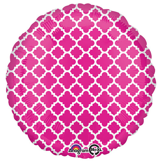 18 inch CIRCLE - QUATREFOIL PINK AND WHITE | USA Decoration®
