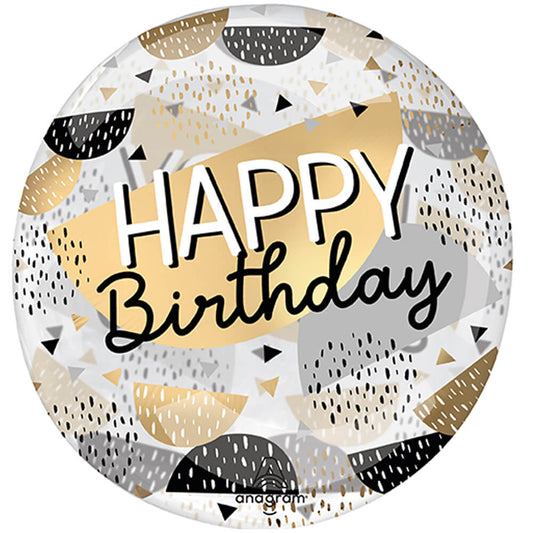 18 inch CLEARZ - HAPPY BIRTHDAY BLACK & GOLD | USA Decoration®