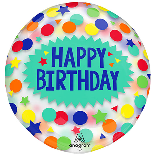18 inch CLEARZ - HAPPY BIRTHDAY DOTS & STARS | USA Decoration®