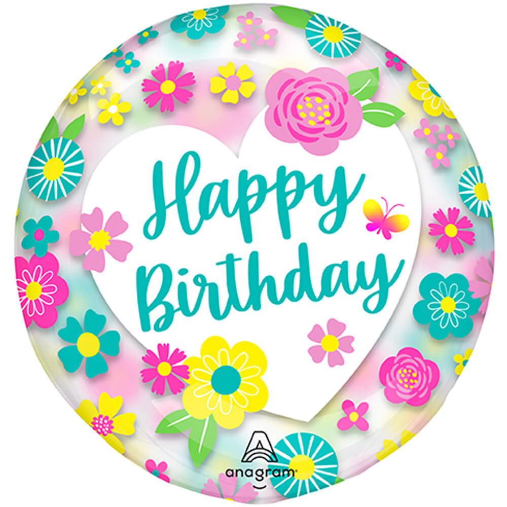 18 inch CLEARZ - HAPPY BIRTHDAY FLOWERS | USA Decoration®