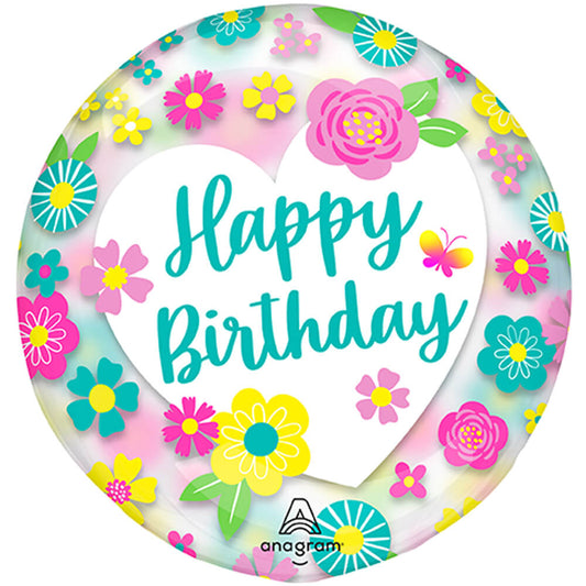 18 inch CLEARZ - HAPPY BIRTHDAY FLOWERS | USA Decoration®
