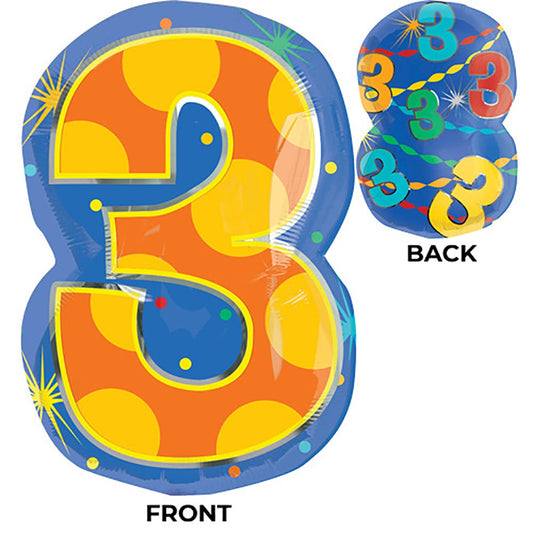 20 inch NUMBER 3 - CONFETTI DOTS | USA Decoration®