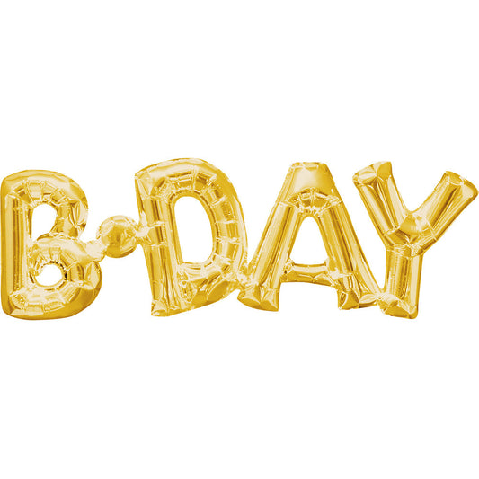 26? BLOCK PHRASE: "B-DAY" - GOLD (AIR-FILL ONLY) | USA Decoration®