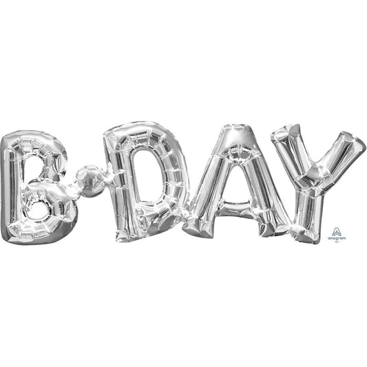 26? BLOCK PHRASE: "B-DAY" - SILVER (AIR-FILL ONLY) | USA Decoration®
