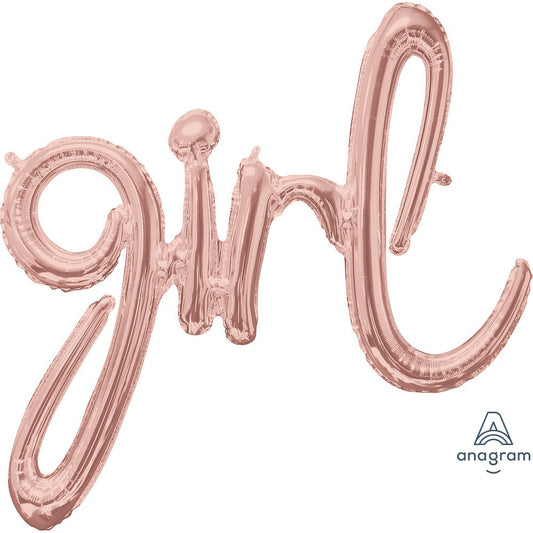30? SCRIPT PHRASE: "GIRL" - ROSE GOLD (AIR-FILL ONLY) | USA Decoration®