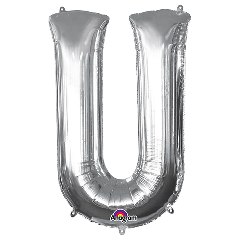 34 inch LETTER U - ANAGRAM - SILVER | USA Decoration®