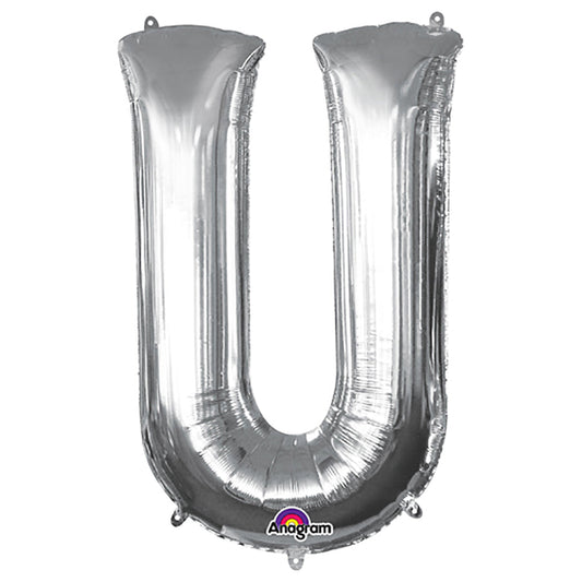 34 inch LETTER U - ANAGRAM - SILVER | USA Decoration®