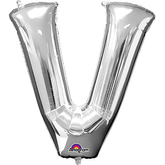 34 inch LETTER V - ANAGRAM - SILVER | USA Decoration®