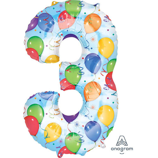 34 inch NUMBER 3 - ANAGRAM - BALLOONS & STREAMERS | USA Decoration®