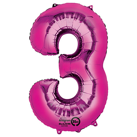 34 inch NUMBER 3 - ANAGRAM - PINK | USA Decoration®