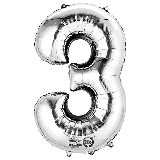 34 inch NUMBER 3 - ANAGRAM - SILVER | USA Decoration®