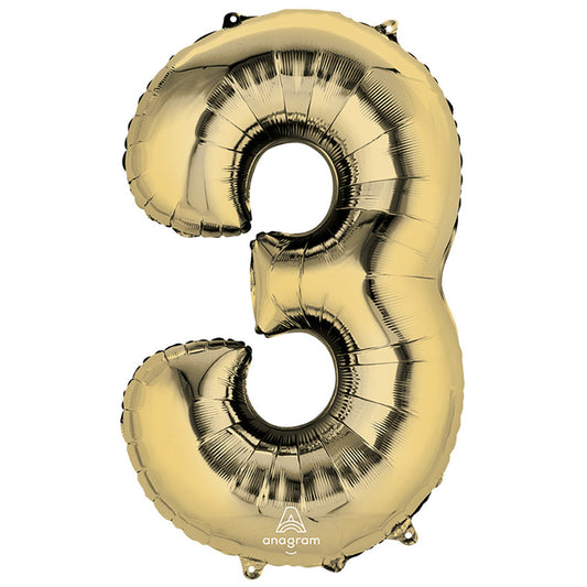 34 inch NUMBER 3 - ANAGRAM - WHITE GOLD | USA Decoration®