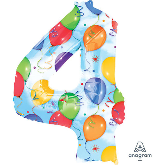 34 inch NUMBER 4 - ANAGRAM - BALLOONS & STREAMERS | USA Decoration®