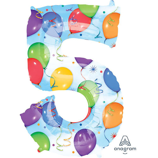 34 inch NUMBER 5 - ANAGRAM - BALLOONS & STREAMERS | USA Decoration®