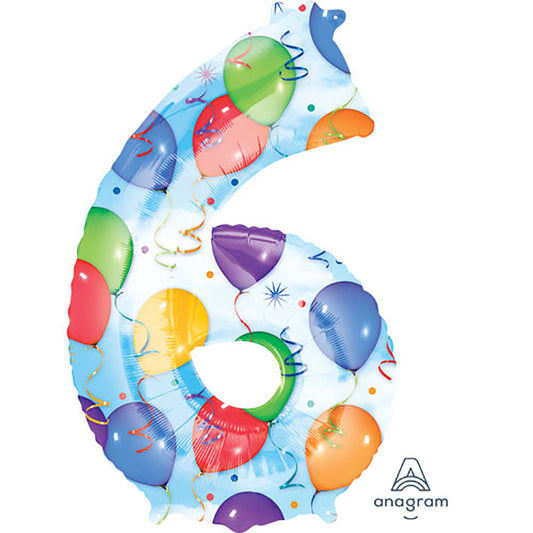 34 inch NUMBER 6 - ANAGRAM - BALLOONS & STREAMERS | USA Decoration®