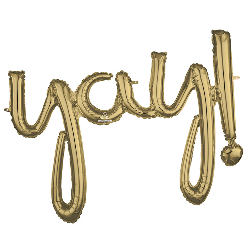 35? SCRIPT PHRASE "YAY!" WHITE GOLD (AIR-FILL ONLY) | USA Decoration®