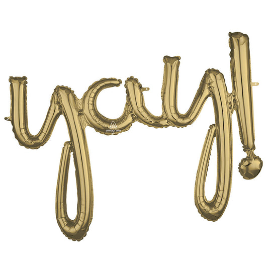 35? SCRIPT PHRASE "YAY!" WHITE GOLD (AIR-FILL ONLY) | USA Decoration®