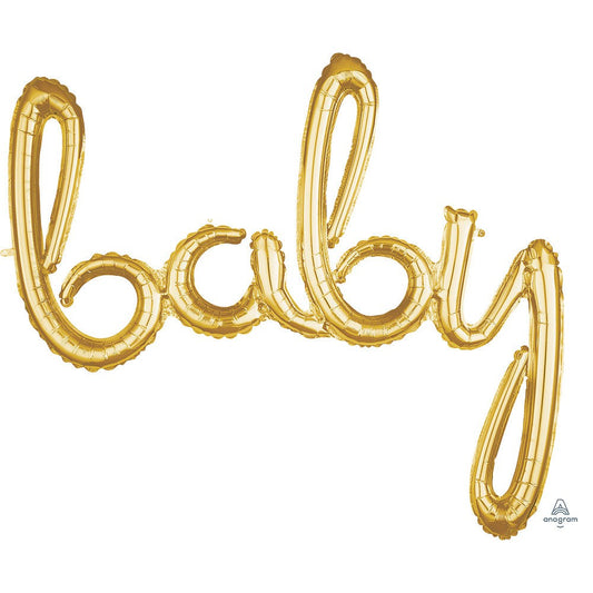 39? SCRIPT PHRASE: "BABY" - GOLD (AIR-FILL ONLY) | USA Decoration®