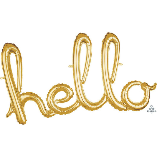 39? SCRIPT PHRASE: "HELLO" - GOLD (AIR-FILL ONLY) | USA Decoration®