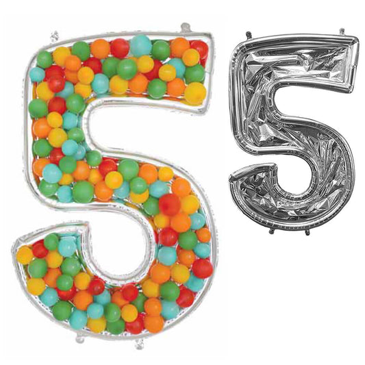 49 inch BALLOONFORMZ MOSAIC NUMBER 5 - SILVER | USA Decoration®