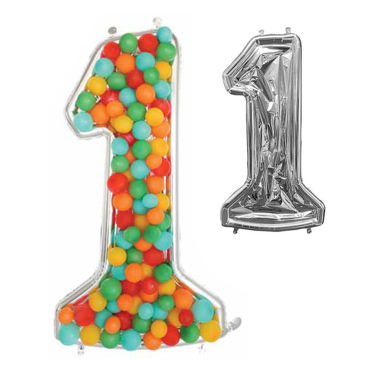 51 inch BALLOONFORMZ MOSAIC NUMBER 1 - SILVER | USA Decoration®