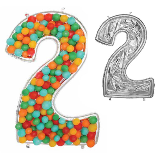 52 inch BALLOONFORMZ MOSAIC NUMBER 2 - SILVER | USA Decoration®