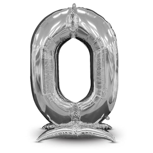 52 inch STAND-UP NUMBERZ 0 - SILVER (AIR-FILL ONLY) | USA Decoration®