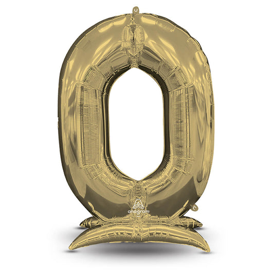 52 inch STAND-UP NUMBERZ 0 - WHITE GOLD (AIR-FILL ONLY) | USA Decoration®
