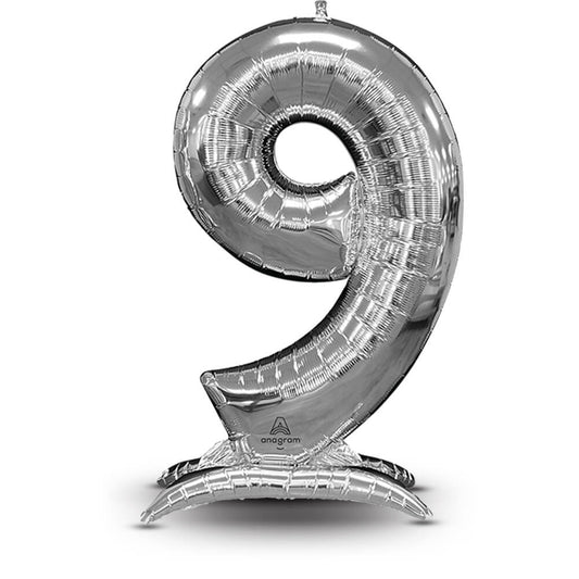 52 inch STAND-UP NUMBERZ 9 - SILVER (AIR-FILL ONLY) | USA Decoration®
